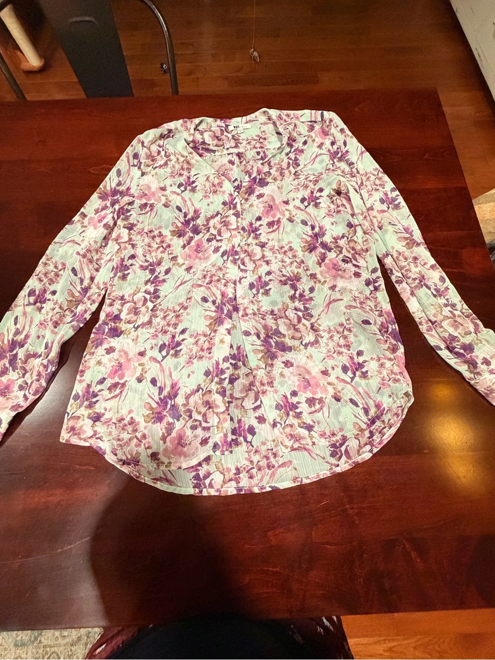 Kut from the Kloth Floral Button-Front Blouse in Pink and Purple